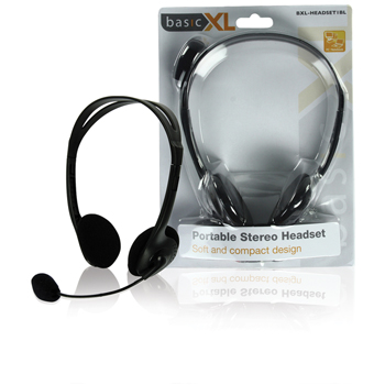 basicXL Stereo Headset, 2x3.5mm, 2m, musta