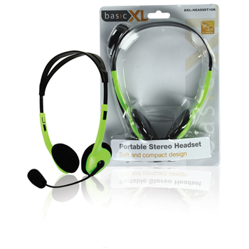 basicXL Stereo Headset, 2x3.5mm, 2m, vihreä