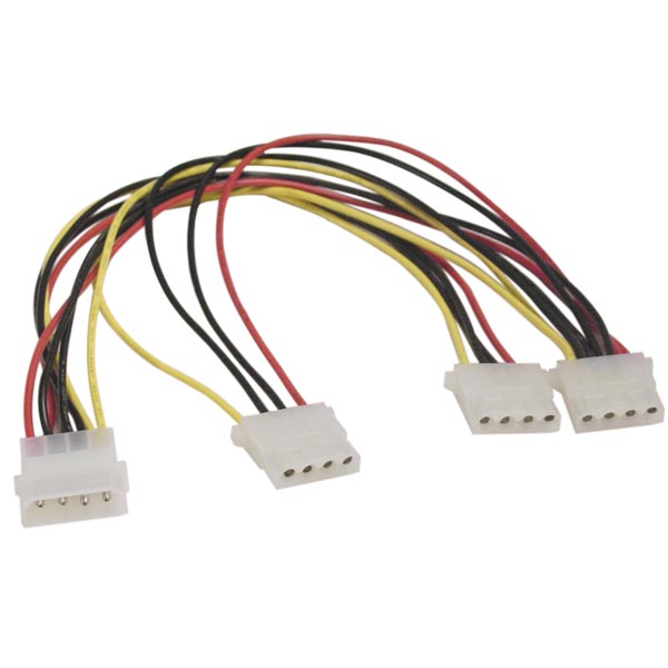 Deltaco Y-kaapeli 4-pin Molex uros - 3x4-pin Molex naaras, 20cm Deltaco Y-kaapeli 4-pin Molex uros - 3x4-pin Molex naaras, 20cm