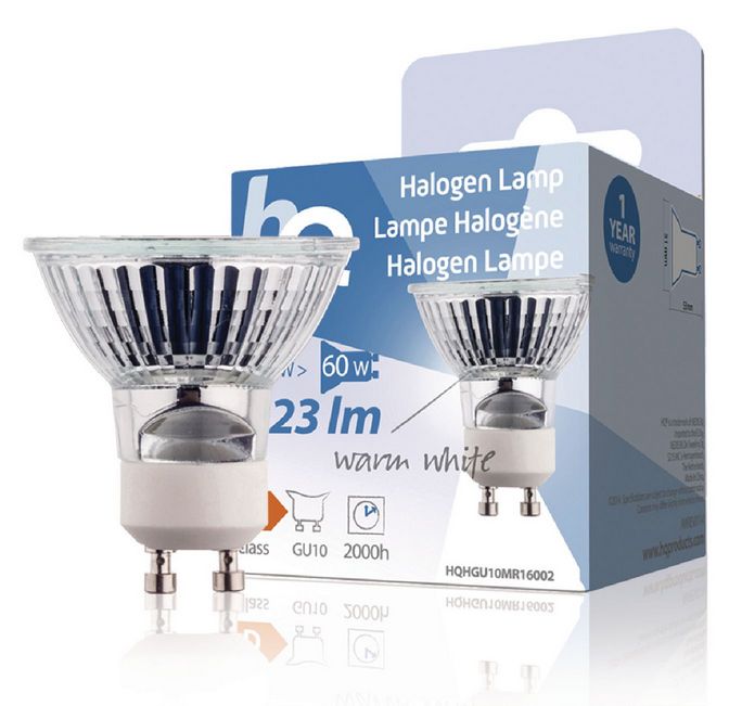 HQ Halogeenilamppu, GU10, 42W, 223lm, 2800K, 20kpl HQ Halogeenilamppu, GU10, 42W, 223lm, 2800K, 20kpl