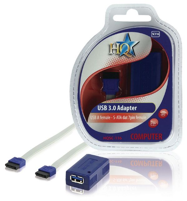 HQ USB 3.0 A naaras - S-ATA 7pin adapteri + 1m SATA johto