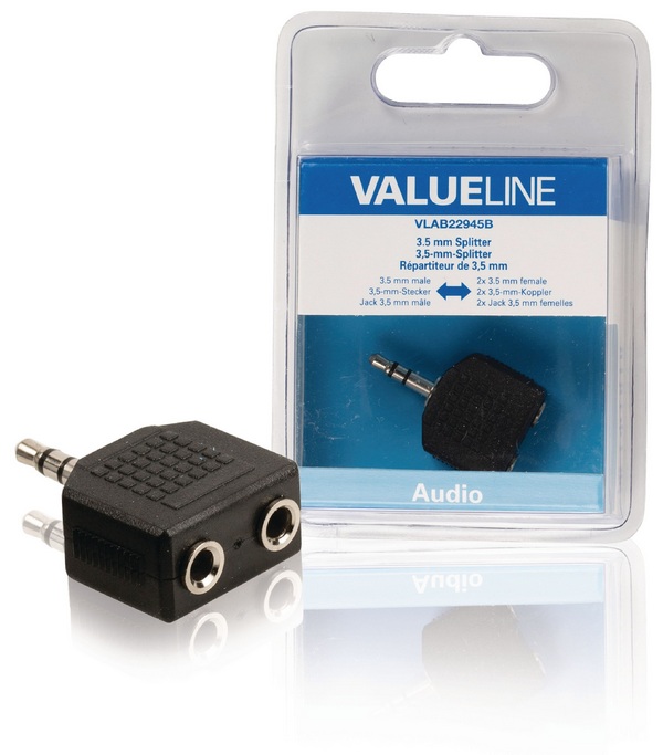 Valueline Stereo Audio Sovitin 3.5mm Uros - 2x 3.5mm Naaras