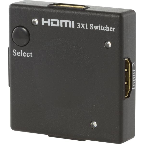 Deltaco Automaattinen Mini HDMI-kytkin, 3 sisään 1 ulos, musta