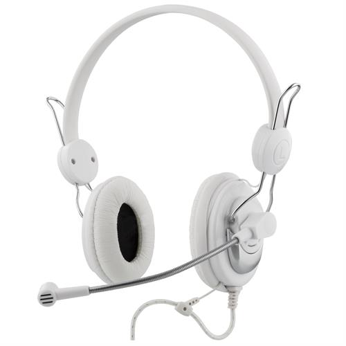 Deltaco Headset HL42, mikrofoni ja äänensäätö, valkoinen