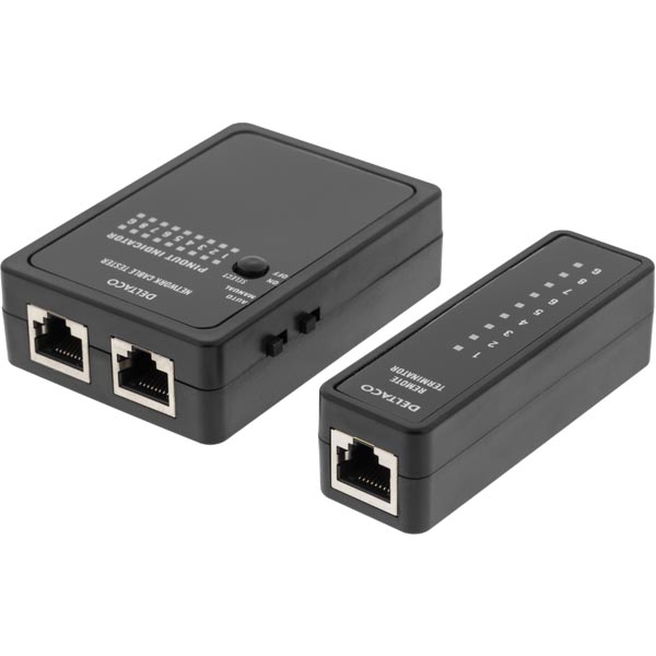 Deltaco Kaapelitestaaja RJ45, RJ12, RJ11 ja BNC kaapeleille Deltaco Kaapelitestaaja RJ45, RJ12, RJ11 ja BNC kaapeleille