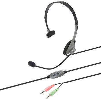 Bandridge VoIP Headset, 2x3.5mm, 1.8 m, musta/harmaa