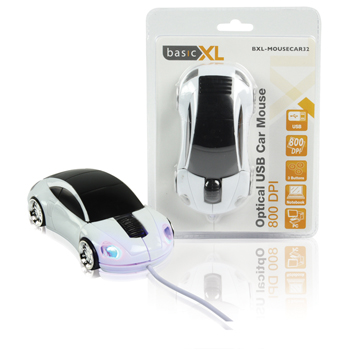 basicXL optinen auto hiiri, 800 DPI, 1.5m, USB, valkoinen