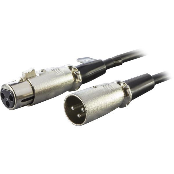 Deltaco XLR-äänikaapeli, 3-pin uros - 3-pin naaras, 2m, musta