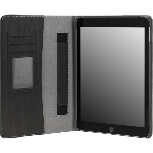 Streetz iPad Air 2 kotelo, kantokahva, tuki, 3+1 taskua, musta