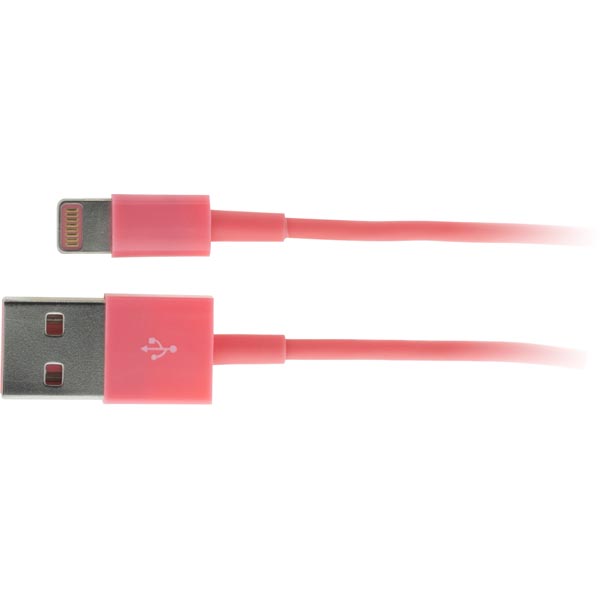 Lightning USB kaapeli, Lightning uros - USB A uros, 1m, pink