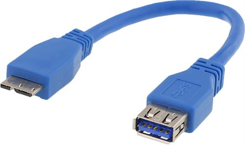 Deltaco USB 3.0 Adapteri, A naaras - Micro B uros, 0.1m, sininen